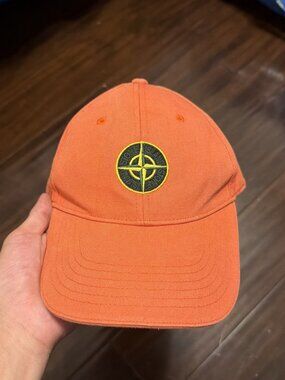 Stone Island compass logo cap orange L